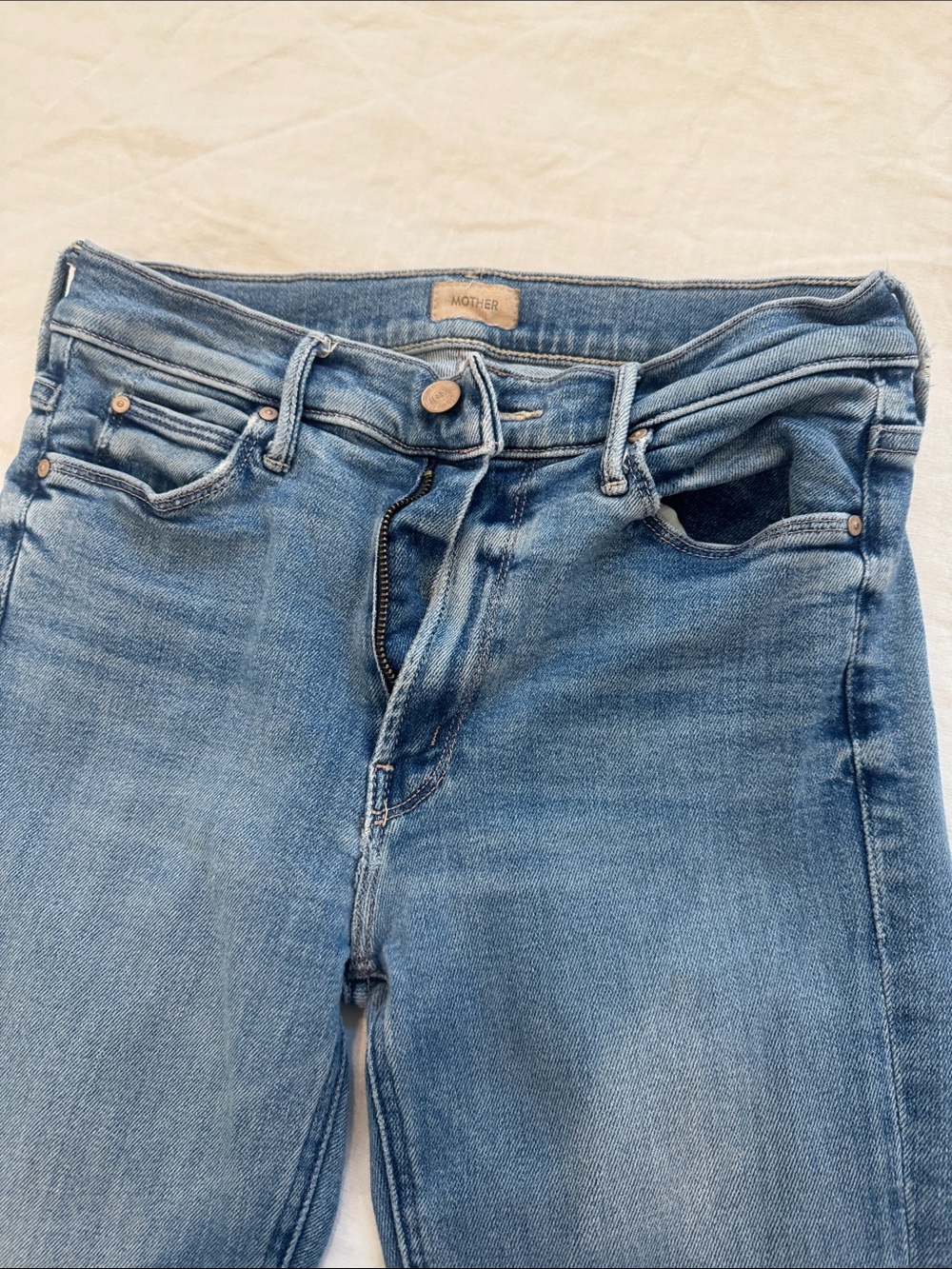 MOTHER High-Rise Light Blue Stretch Denim Jeans